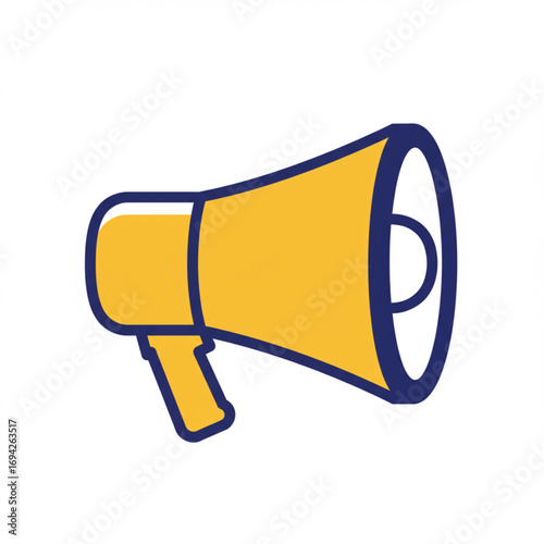 Megaphone Illustration A Yellow Icon on a White Background for Communication and Announcements