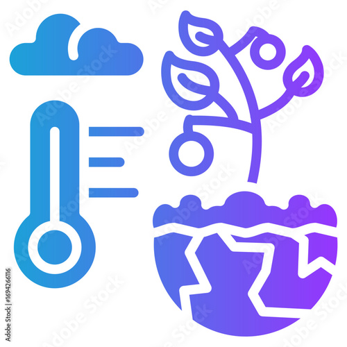 Climate Change Action glyph gradient icon