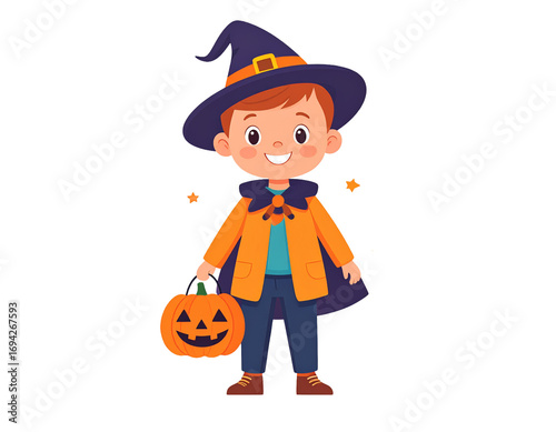 kid with halloween costume illustration