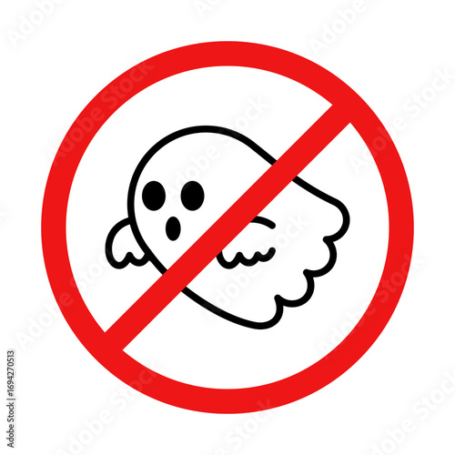 No Ghost Sign on White Background
