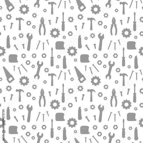 Background seamless pattern with worker carpenter tools labor day
