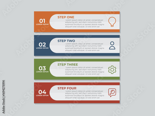 Infographics design template, business concept with 4 steps or options, can be used for workflow layout, diagram, annual report, web design.Creative banner, label vector.