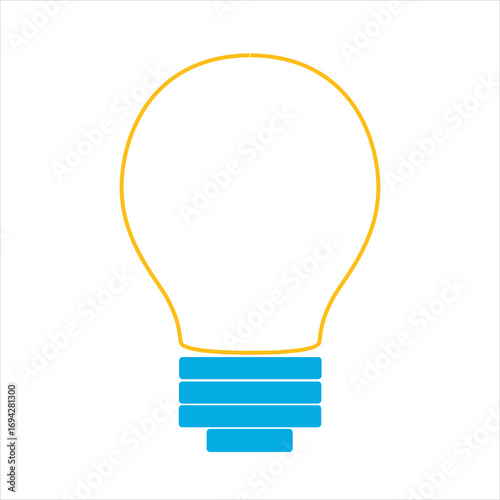 Minimal yellow and blue outline lightbulb icon. Symbol of idea, innovation, and energy. Flat vector design, perfect for smart technology, creativity, UI/UX, and electricity-related concepts.