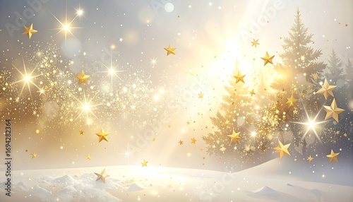 Golden winter wonderland scene