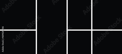 Blank bento grid layout template for photo collage or design element on a Ultra-Wide Background ratio