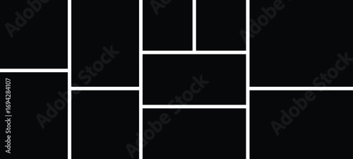 Blank bento grid layout template for photo collage or design element on a Ultra-Wide Background ratio