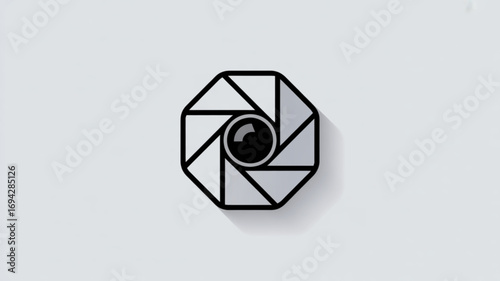 Camera lens aperture photography icon logo design for photo studio and photographer needs