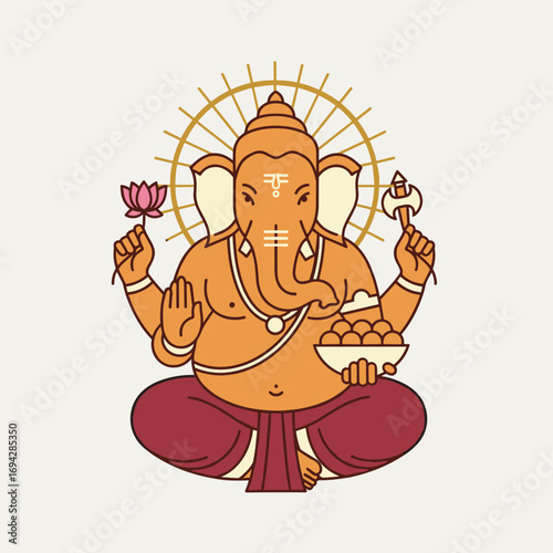 Detailed illustration of Ganesha, the Hindu god of beginnings