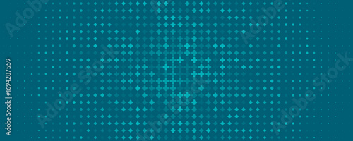 Abstract glowing cross background, halftone gradient pattern, sparkle particles texture. Futuristic background for medical scientific research innovation technology design, scifi style. Vector BG