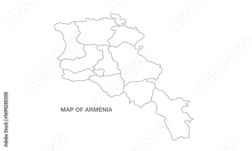 White background of Armenia map with line art design
