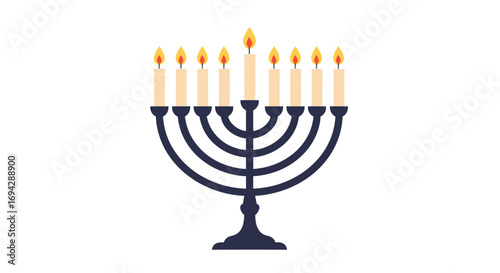 Menorah with nine candles symbolizing Hanukkah celebration  