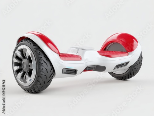 Sleek Red and White Hoverboard with Innovative Design Features