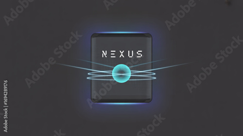 Nexus technology futuristic innovation digital concept with glowing sphere and lines