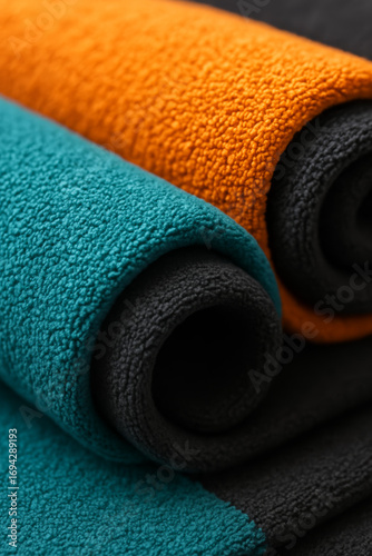 colorful towels on a white background