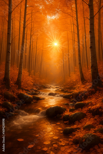 sunrise in the forest