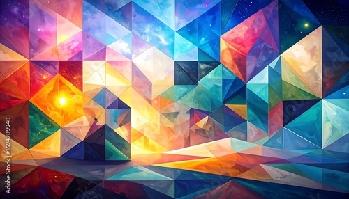 Colorful geometric abstract space scene