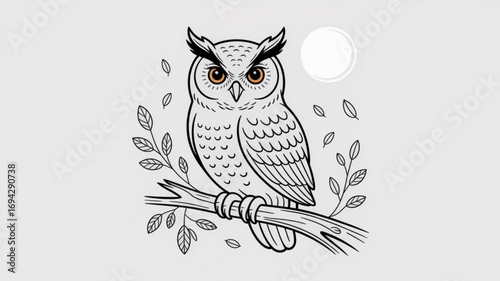 Owl coloring page for adults and kids printable owl illustration easy to color