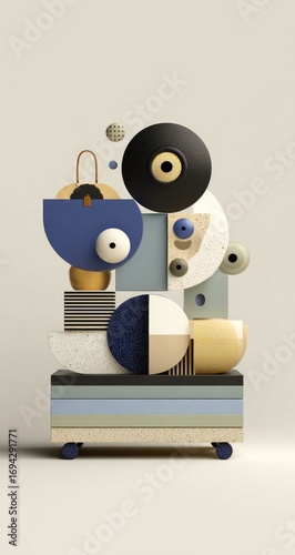 Abstract geometric composition of layered shapes