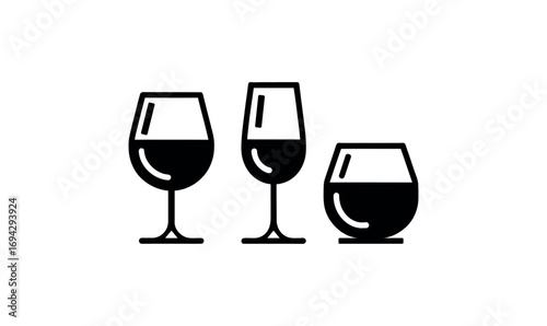 Wine Glasses Vector Icons Set