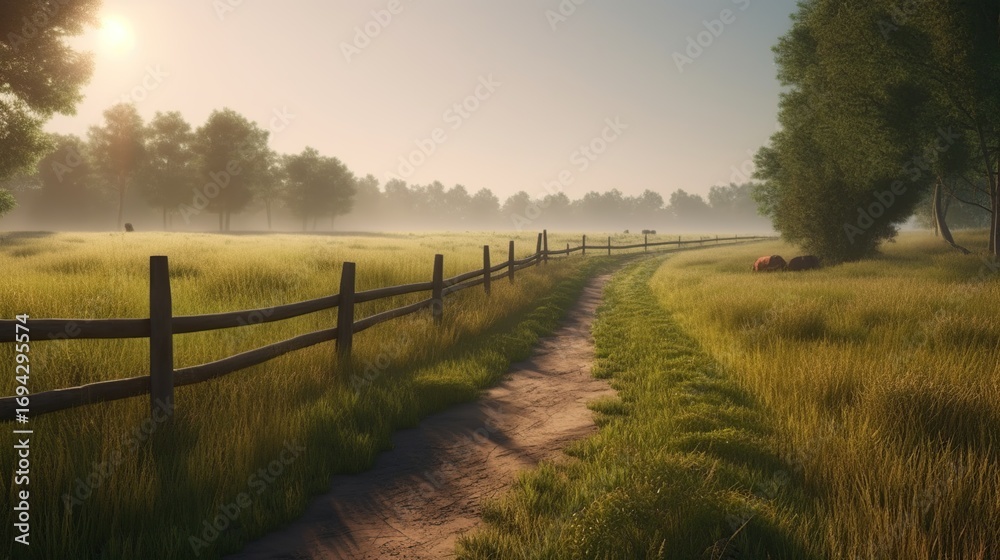 Obraz premium Sunrise meadow path
