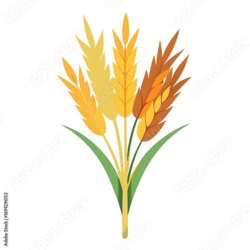 Minimal color vector fall wheat stalk bundle graphic