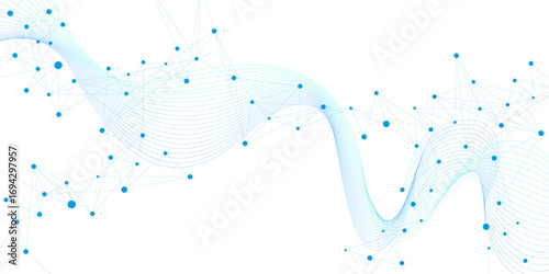 Abstract network connection technology with connecting dots and lines on white background. Suitable for science, communication. Vector