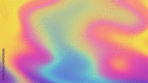 Iridescent gradient swirl in pastel yellow, blue, purple. 90s lo-fi grain, Y2K aesthetic, fluid waves, trippy texture. Background, digital art, modern 90s, 2000s, Y2K noise pattern, creative banner