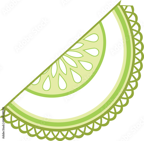 Fresh lime slice with decorative edge illustration