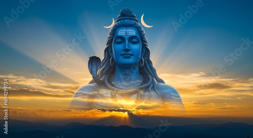 Lord shiva appear in sky, made by Ai