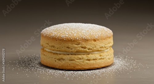 Isolated biscuit with sugar dusting on a neutral background perfect for culinary or food related projects
