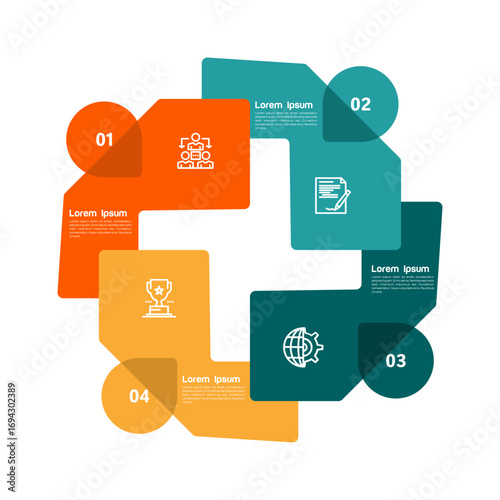 Circle chart infographic template with 4 options for strategy presentations. Vector Eps	
