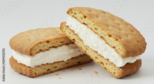 Sandwich cookies with cream filling isolated on white background