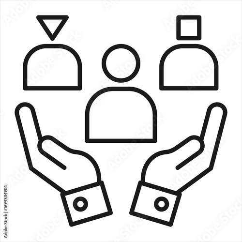 Workplace Diversity Outline Icon Vector Illustration