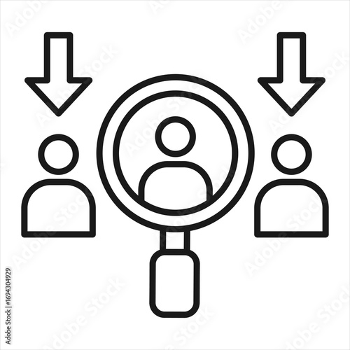 Recruitment Resources Outline Icon Vector Illustration