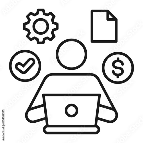 Employee Service Outline Icon Vector Illustration