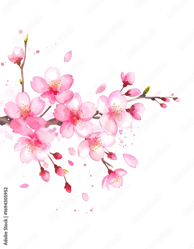 Fototapeta premium Delicate watercolor cherry blossoms