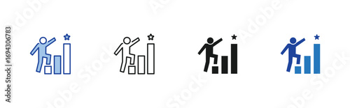 Ambitious icon set containing line, blue and glyph style vector icons