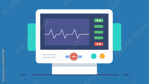 ECG Machine A modern electrocardiogram machine with a display screen showcasing waveforms of heart activity and patient information.