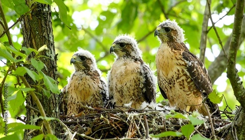 Baby hawks in a nest