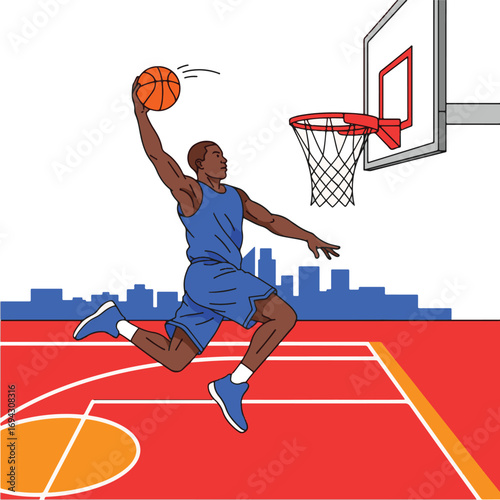 Basketball Player Dunking Vector Illustration