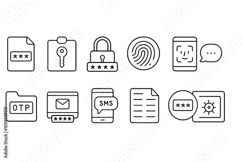 Security and privacy icon set. linear style for data protection and digital safety