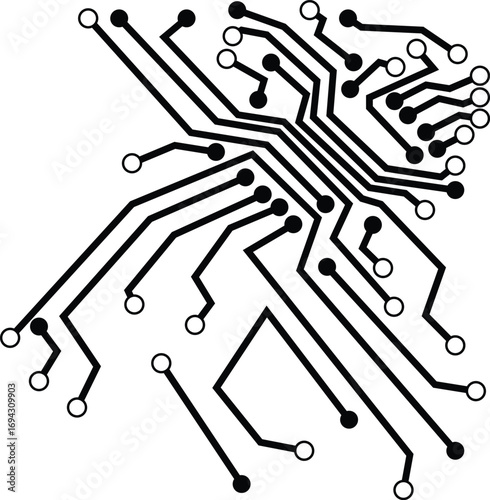 Modern Abstract Technology Elements Pattern with High Tech Connections