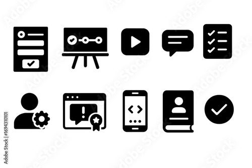 Technology, innovation line icon set. digital, electronics, gadgets linear collection