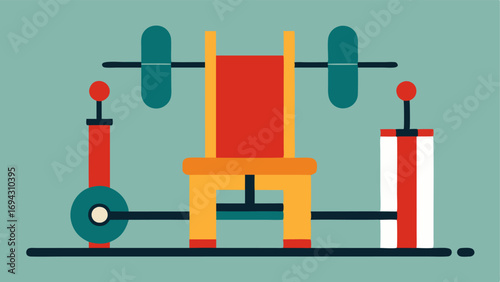 Adaptive Weight Machines An illustration of a weight machine with a large accessible seat and wide handles featuring adaptive weights labeled for easy use by various individuals.
