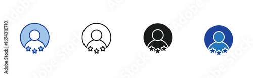 Experience icon set containing line, blue and glyph style vector icons