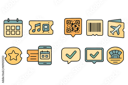Travel and tourism icon set. flat vacation, planning, ticket icons collection