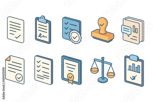 Business, office filled icon set. documents, planning, and analysis icons filled collection
