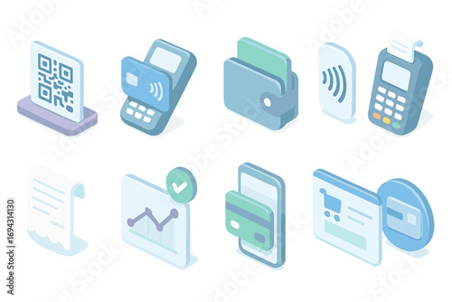 Digital payment 3d icon set. transaction, currency exchange, wallet icons collection