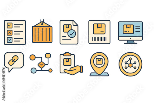 Logistics and supply chain outline icon set. efficient shipping and delivery icons