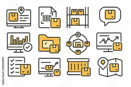 Logistics and delivery line icon set. shipping, package tracking linear collection